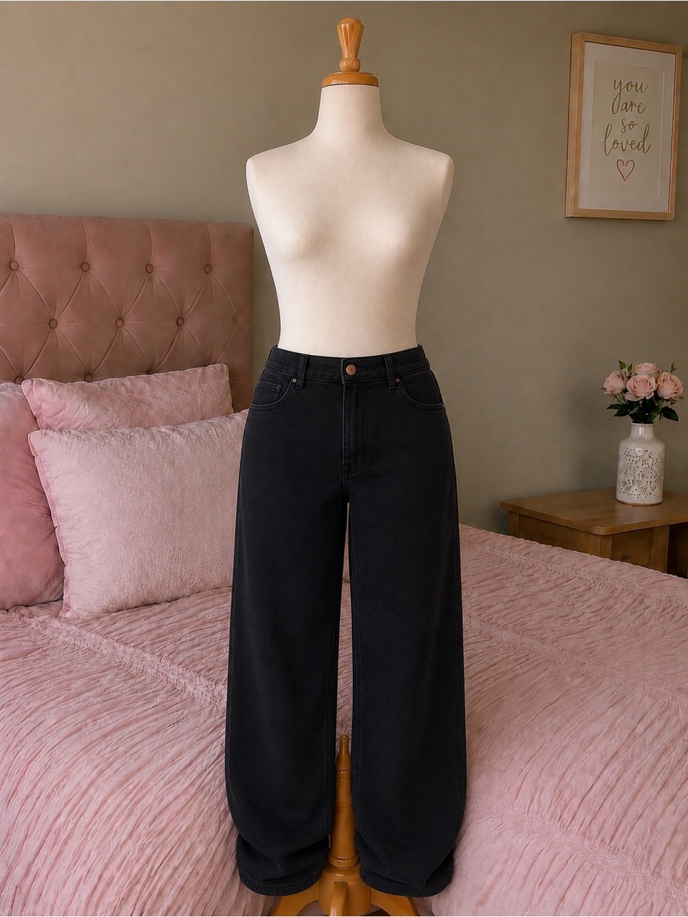 SHEIN Black Wide Leg High-Rise Jeans